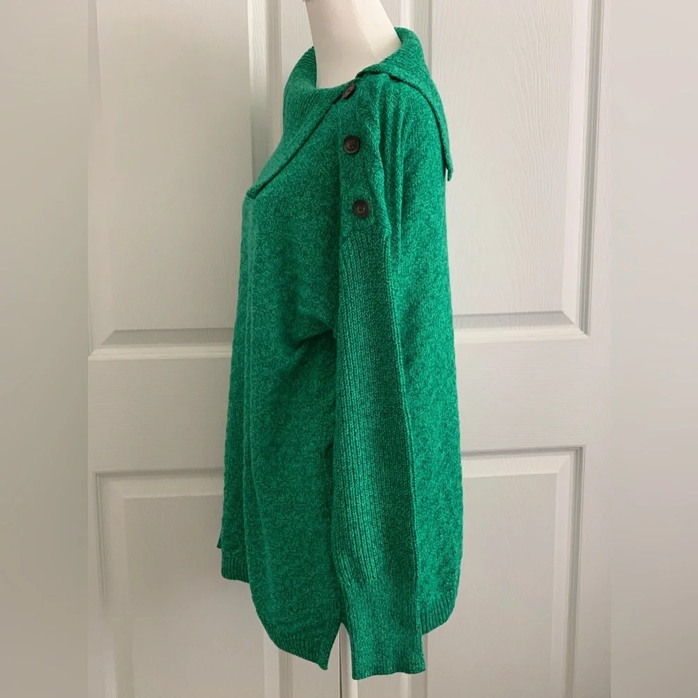 STYLE & CO Women’s Green Marled Asymmetrical Cowl Neck Sweater Size: XXL